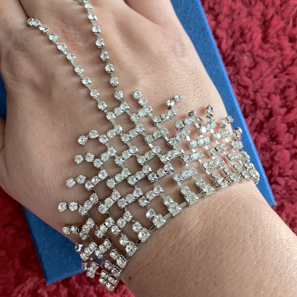BOGO 2 x $10 NWOT “Rhinestones Hand Chain Evening Bracelet”